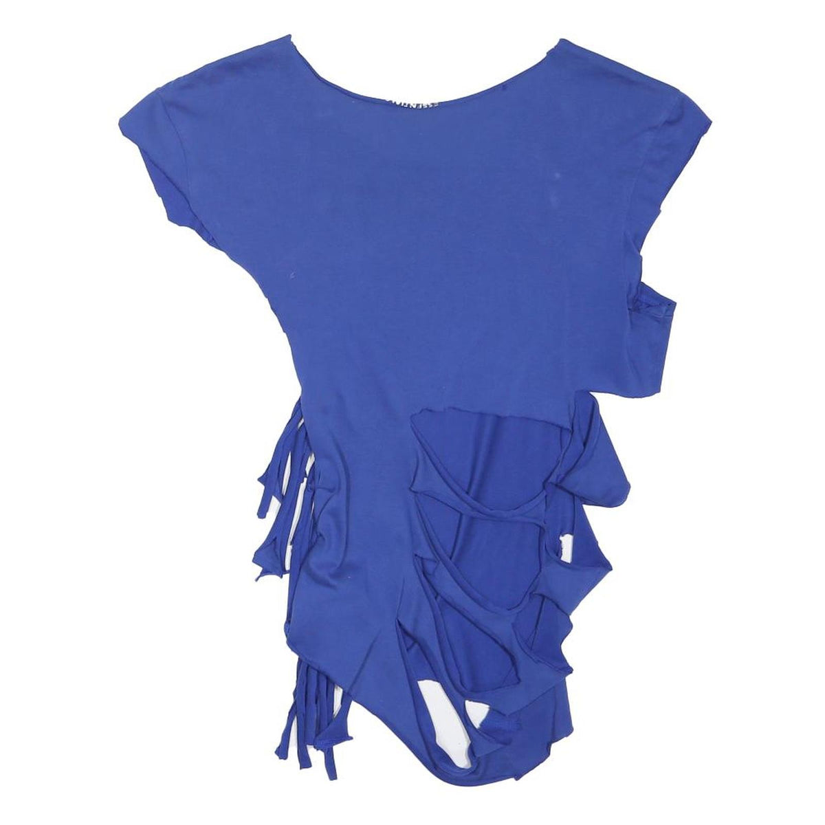 ADIDAS Womens Blue Printed Cut Out Short Sleeve Round Neck Top M Casual Fashion