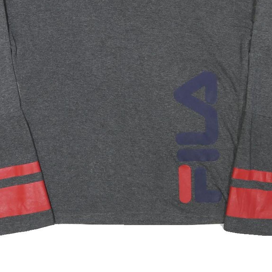 FILA Womens Grey & Red Logo Crew Neck XS Sweatshirt Cotton Blend Comfortable