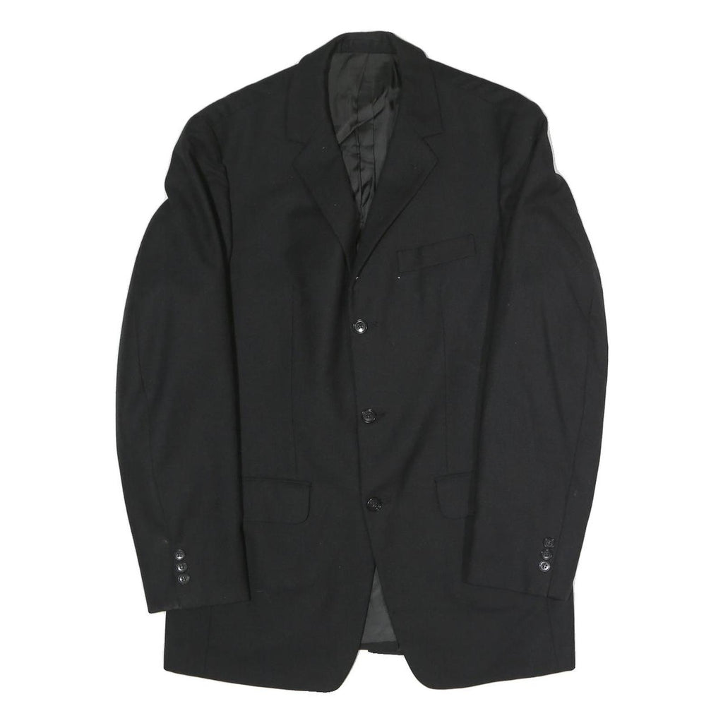 Mens Black Classic Jacket S Polyester Blend Plain Button Closure Formal