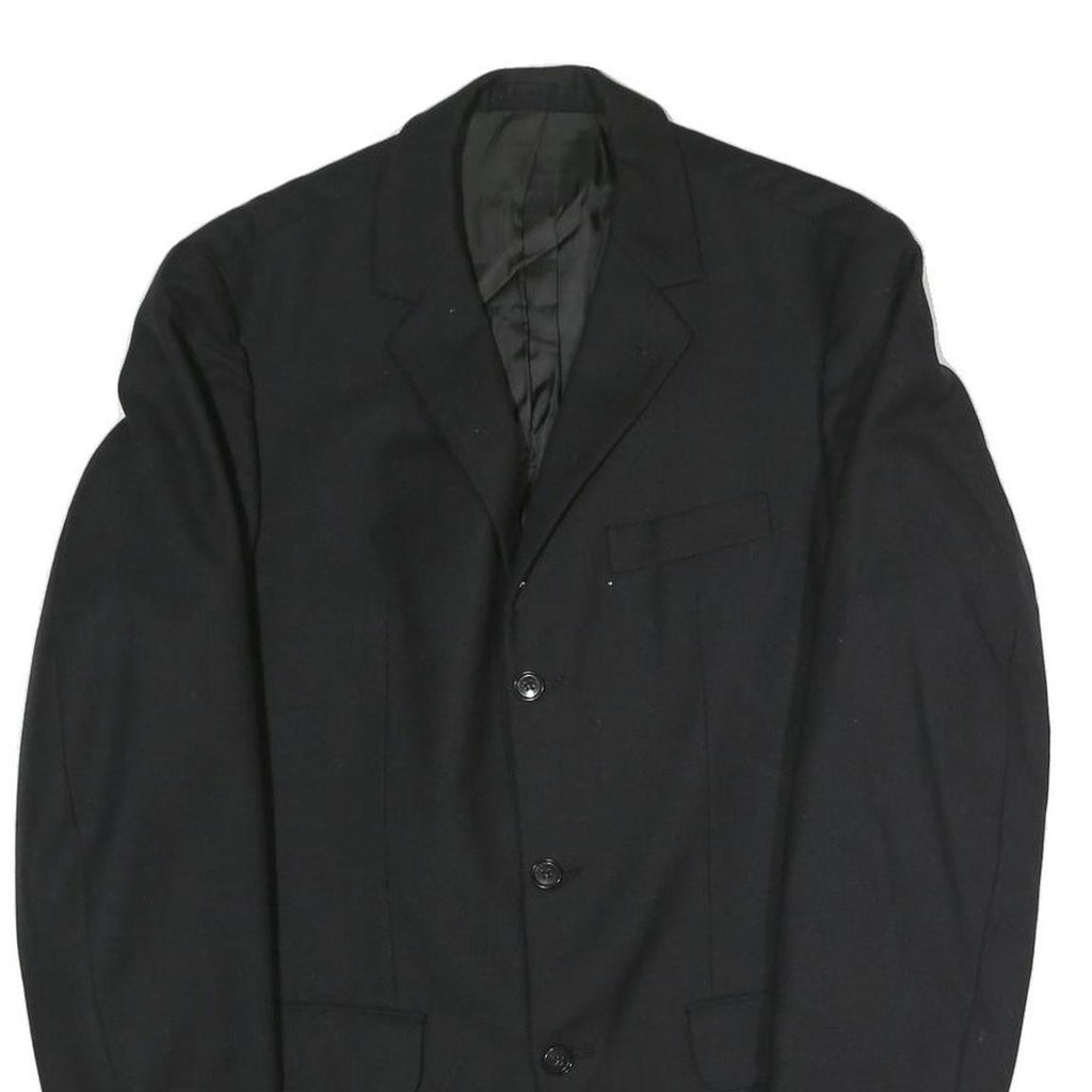Mens Black Classic Jacket S Polyester Blend Plain Button Closure Formal