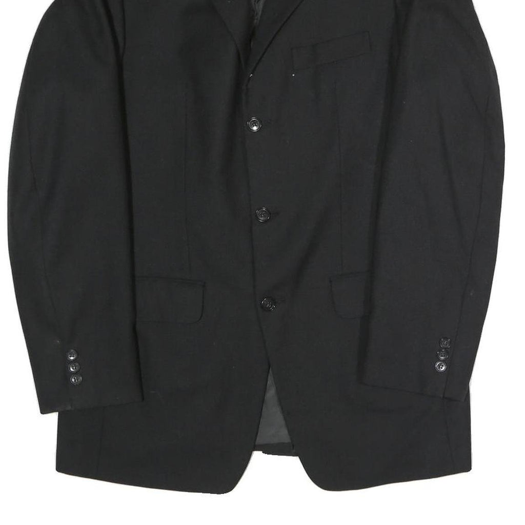 Mens Black Classic Jacket S Polyester Blend Plain Button Closure Formal