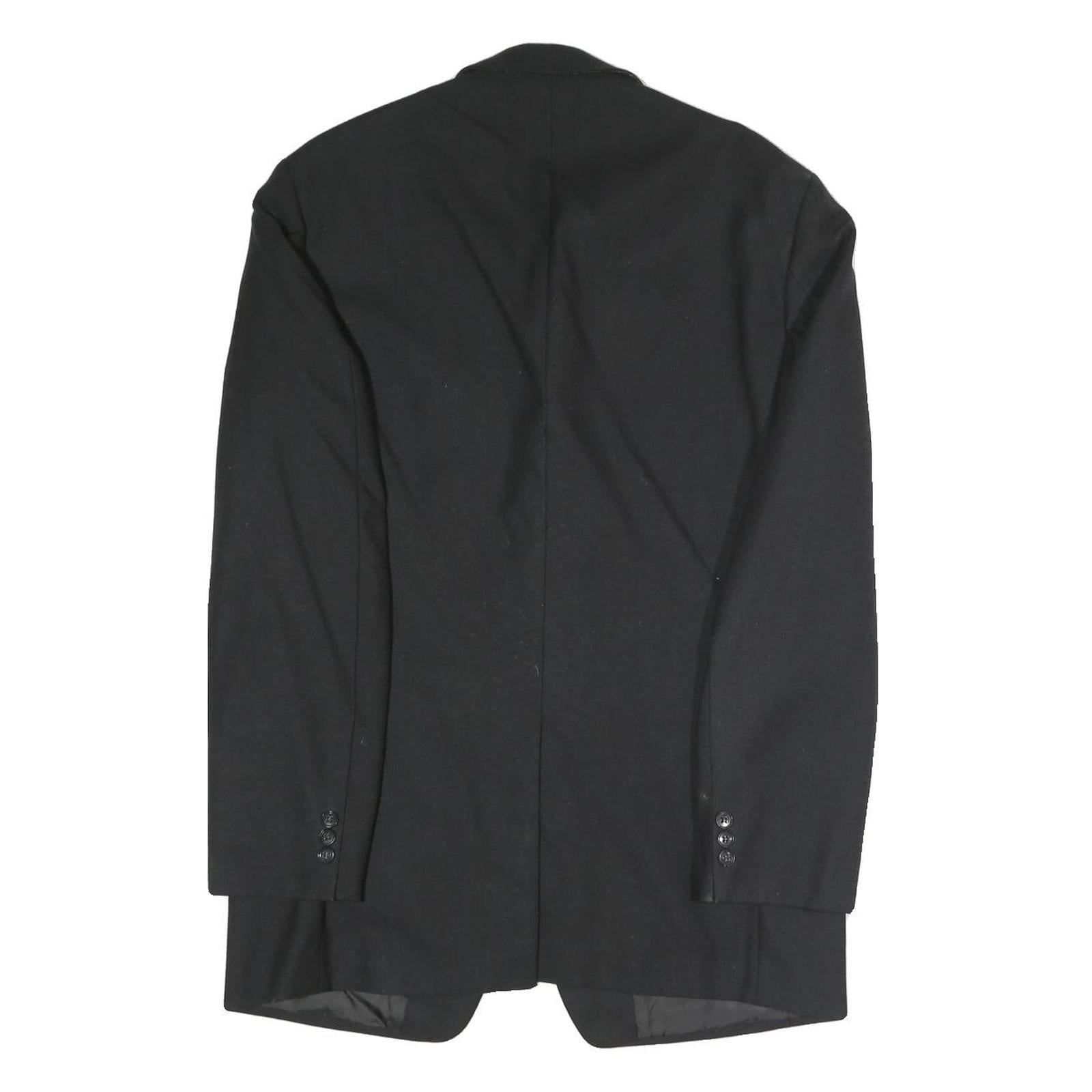 Mens Black Classic Jacket S Polyester Blend Plain Button Closure Formal