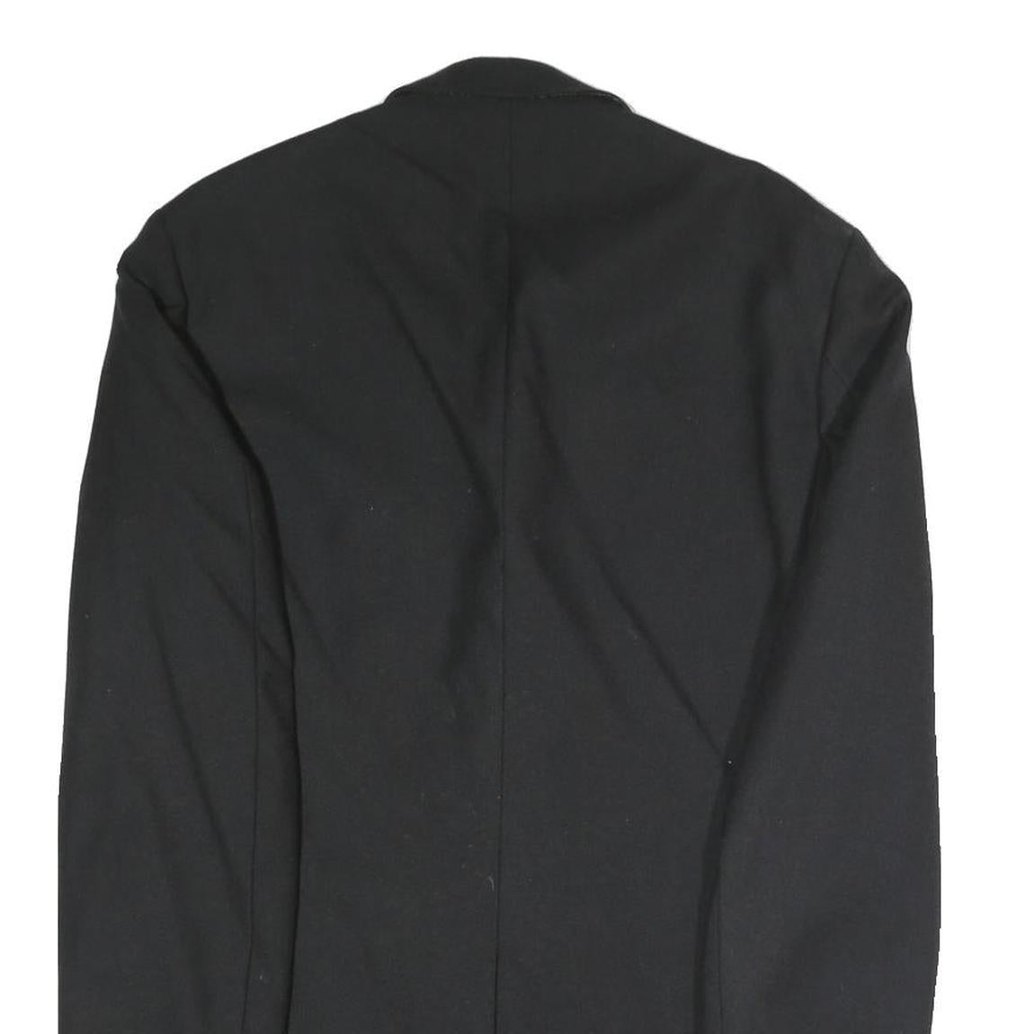 Mens Black Classic Jacket S Polyester Blend Plain Button Closure Formal