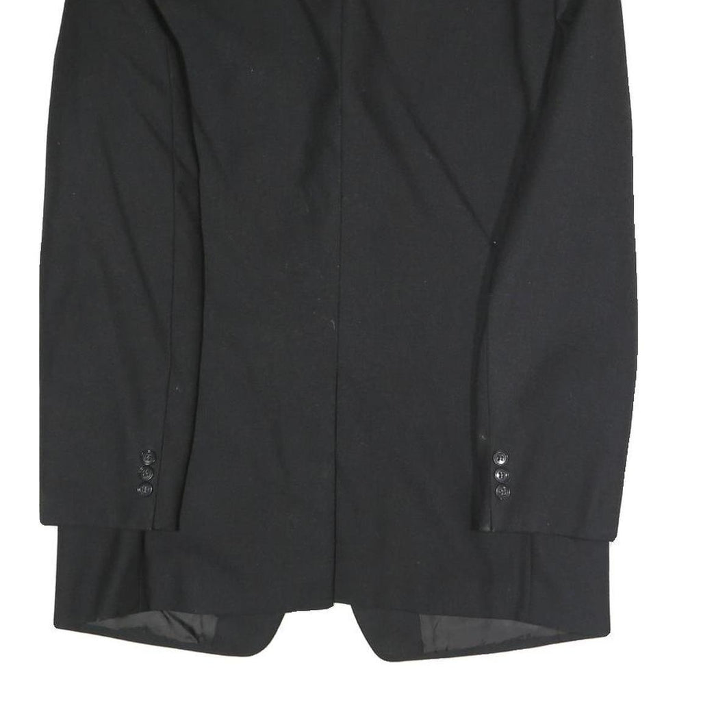 Mens Black Classic Jacket S Polyester Blend Plain Button Closure Formal