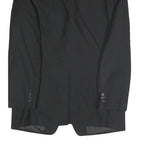 Mens Black Classic Jacket S Polyester Blend Plain Button Closure Formal