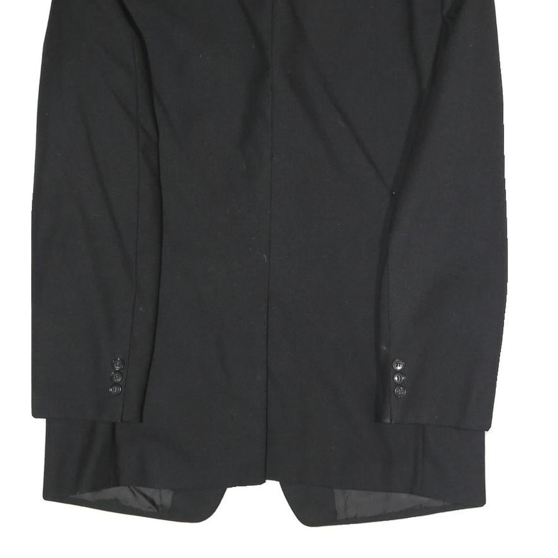 Mens Black Classic Jacket S Polyester Blend Plain Button Closure Formal