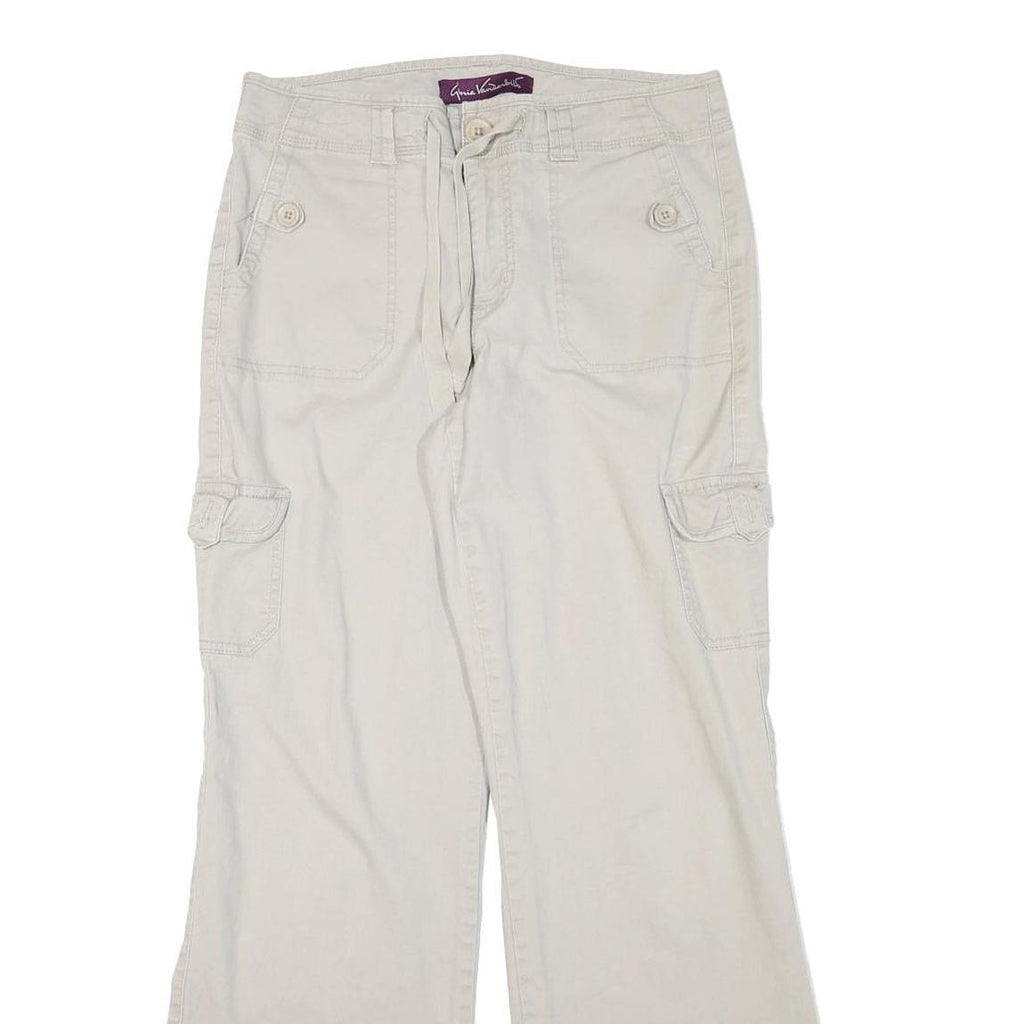 GLORIA VANDERBILT Womens Cotton Blend Beige Relaxed Wide-Leg Trousers W30 L32