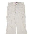 GLORIA VANDERBILT Womens Cotton Blend Beige Relaxed Wide-Leg Trousers W30 L32