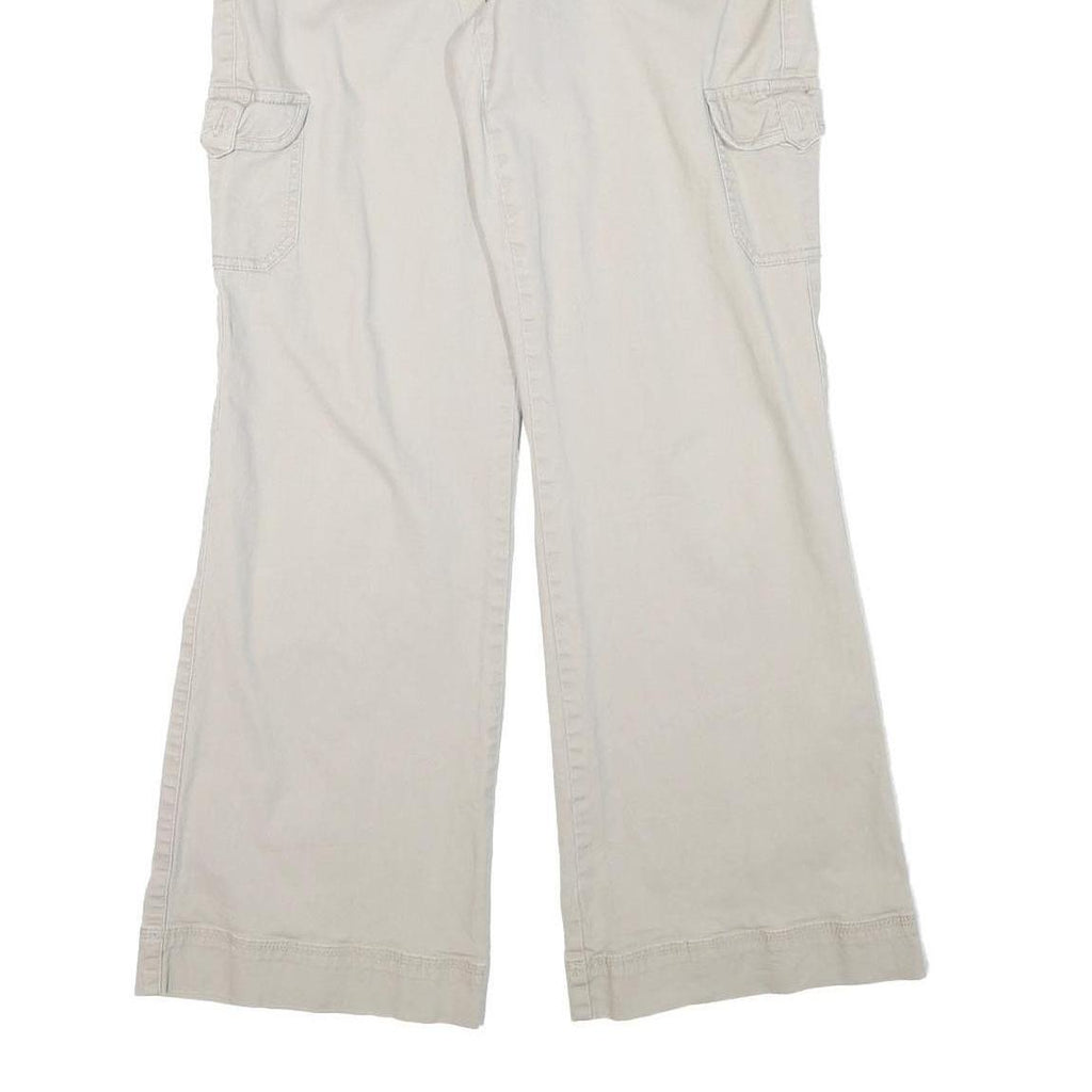 GLORIA VANDERBILT Womens Cotton Blend Beige Relaxed Wide-Leg Trousers W30 L32