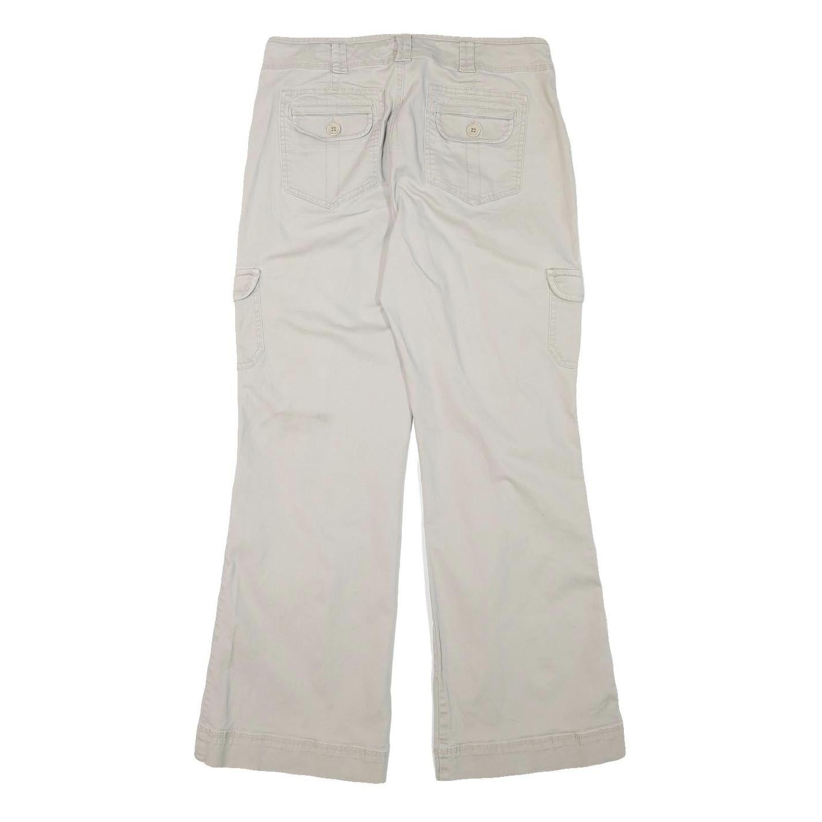 GLORIA VANDERBILT Womens Cotton Blend Beige Relaxed Wide-Leg Trousers W30 L32