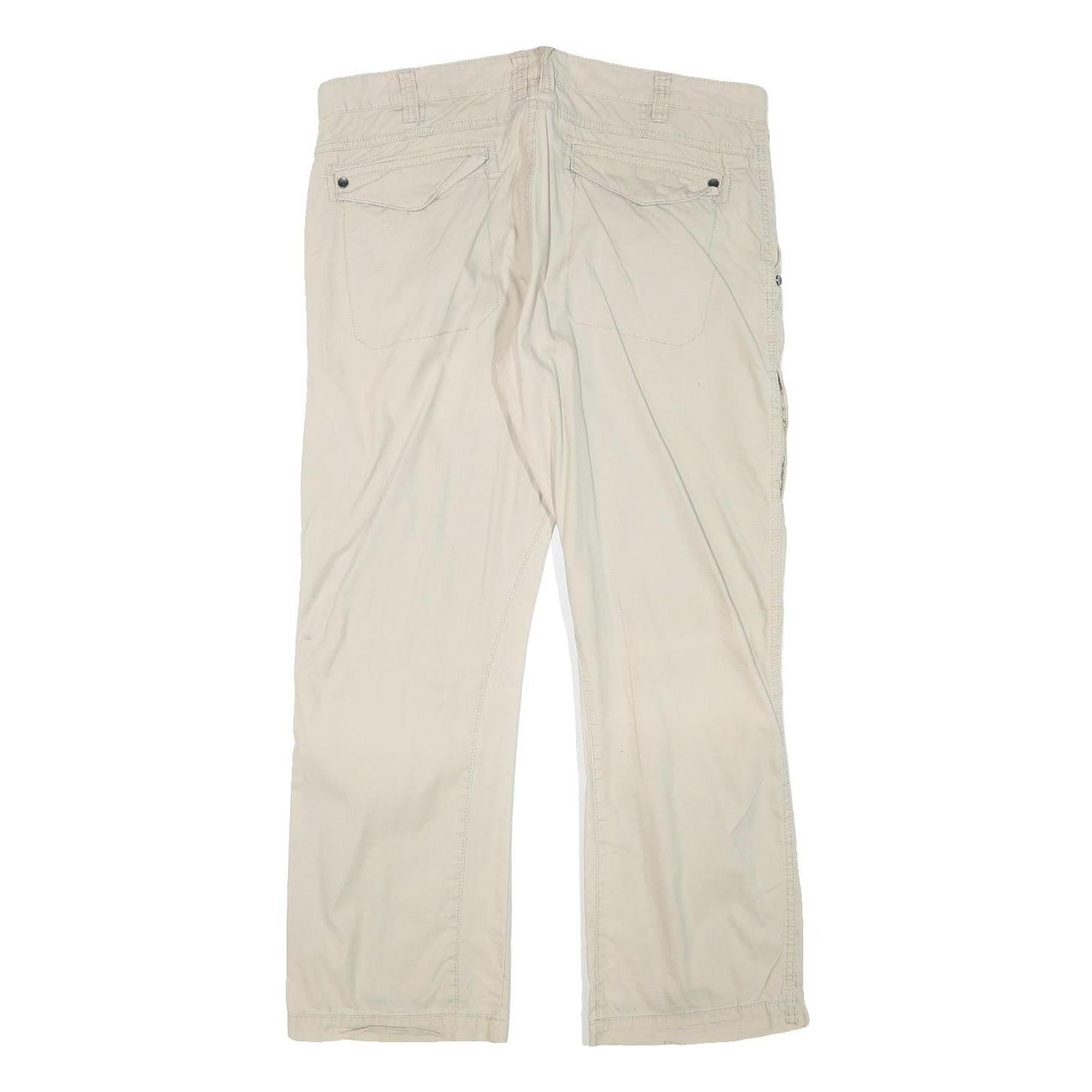 ANGELO LITRICO Mens Cotton Blend Beige Relaxed Straight Trousers W38 L31 Casual