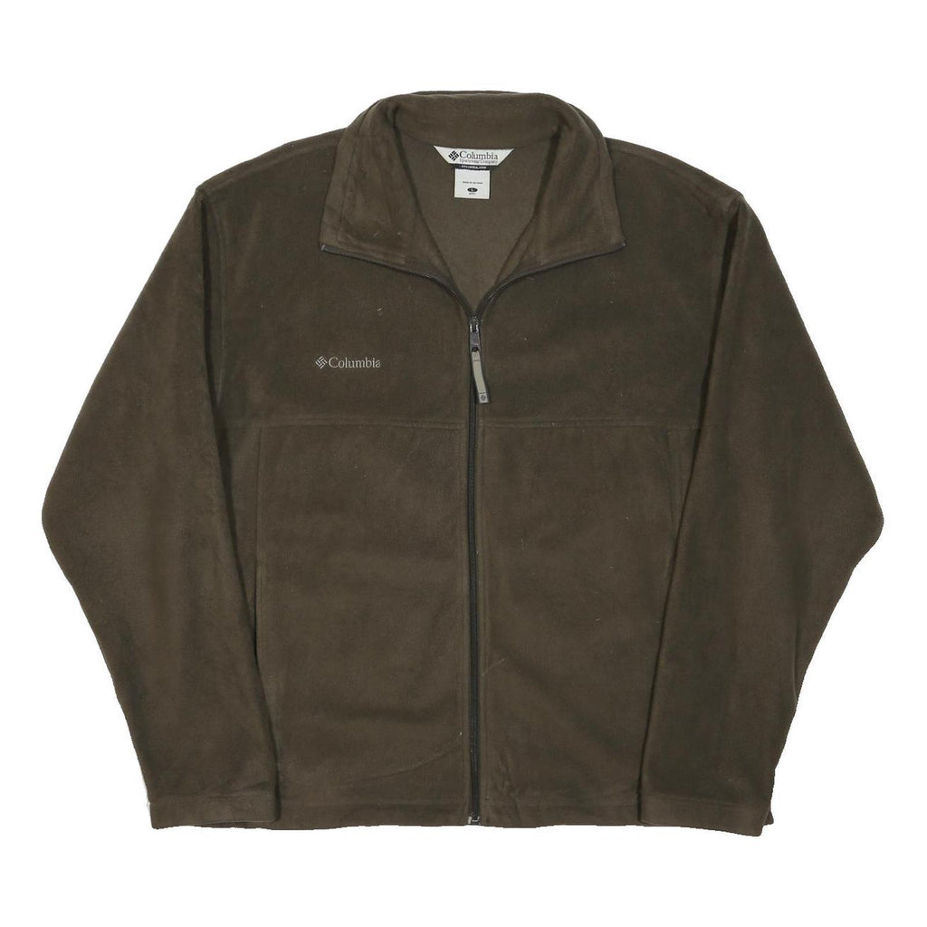 COLUMBIA Mens Brown Fleece Pullover Plain Crew Neck Basic Knit L Outdoor Hiking