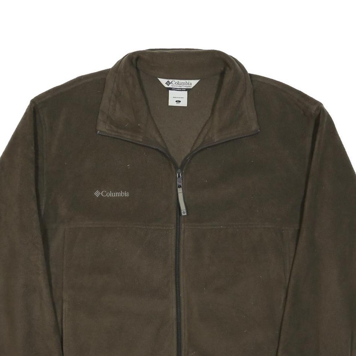 COLUMBIA Mens Brown Fleece Pullover Plain Crew Neck Basic Knit L Outdoor Hiking