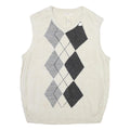 DOCKERS Mens Cream Argyle Patterned V-Neck Acrylic Jumper Vest M Casual Smart