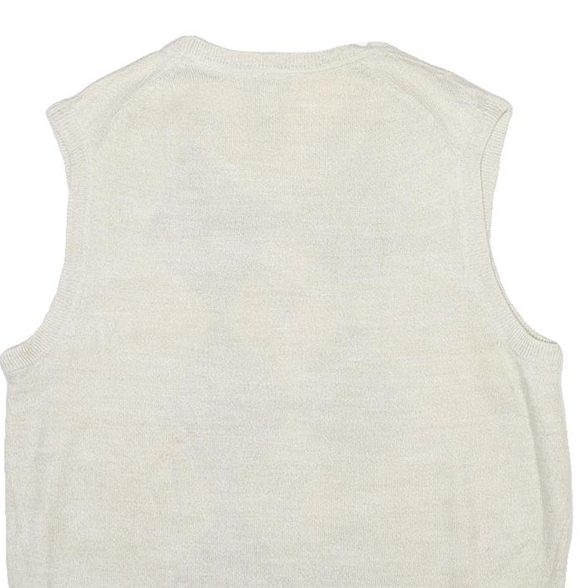 DOCKERS Mens Cream Argyle Patterned V-Neck Acrylic Jumper Vest M Casual Smart