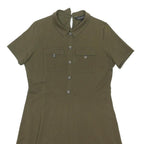 DOROTHY PERKINS Womens Olive Green Shift Cotton Blend Dress Short Sleeve UK 16
