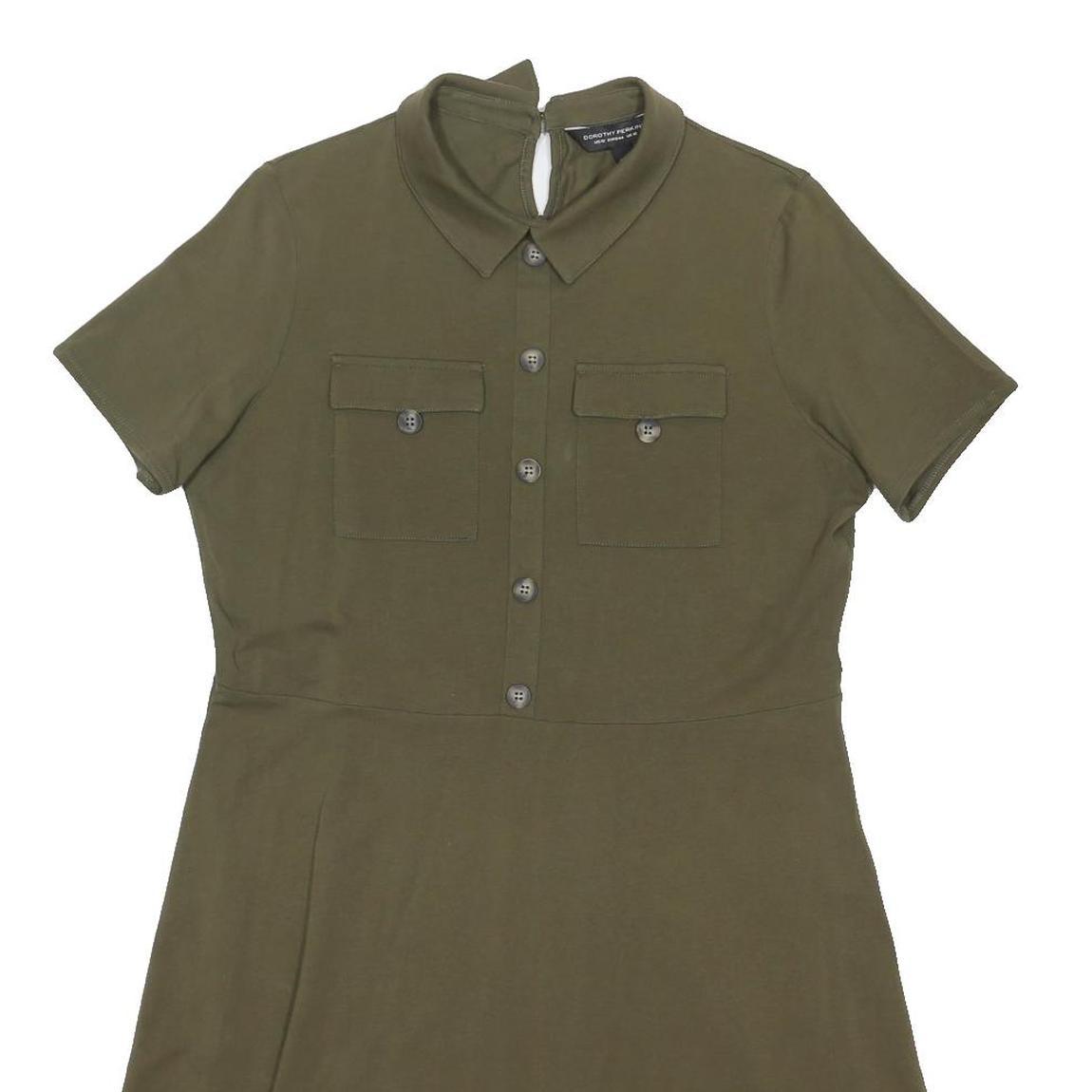 DOROTHY PERKINS Womens Olive Green Shift Cotton Blend Dress Short Sleeve UK 16