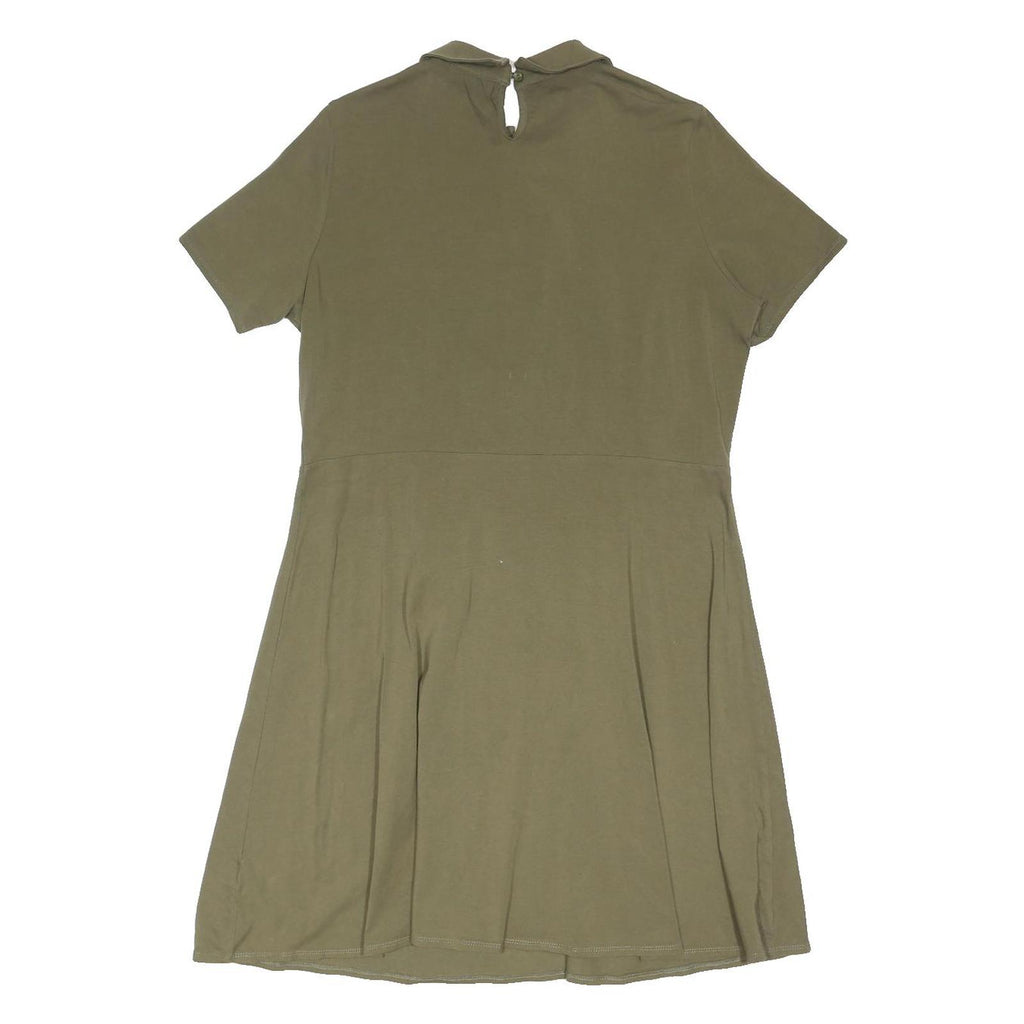 DOROTHY PERKINS Womens Olive Green Shift Cotton Blend Dress Short Sleeve UK 16