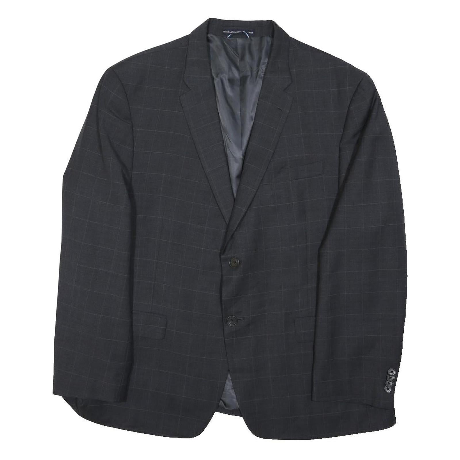 TOMMY HILFIGER Mens Black & Grey Wool Blazer Jacket XL Woven Check Classic