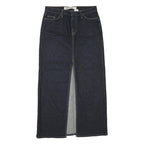 GAP Womens Blue Denim Midi Straight Skirt UK 6 Cotton Blend Front Slit Pockets