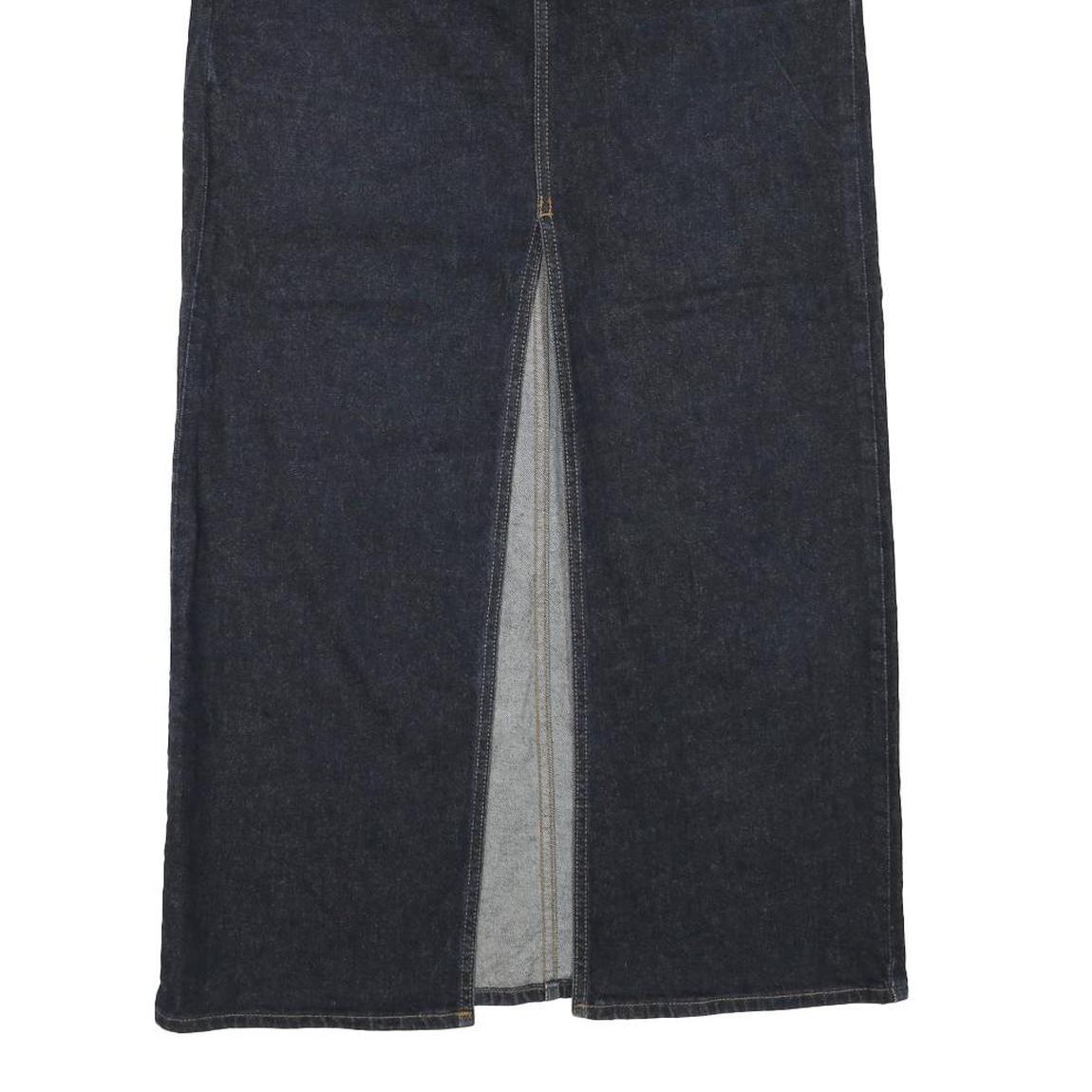 GAP Womens Blue Denim Midi Straight Skirt UK 6 Cotton Blend Front Slit Pockets