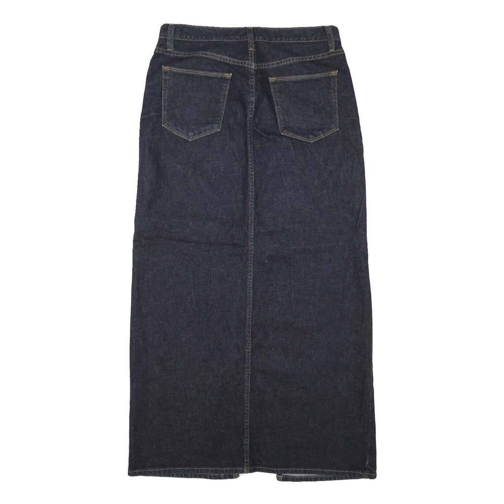 GAP Womens Blue Denim Midi Straight Skirt UK 6 Cotton Blend Front Slit Pockets