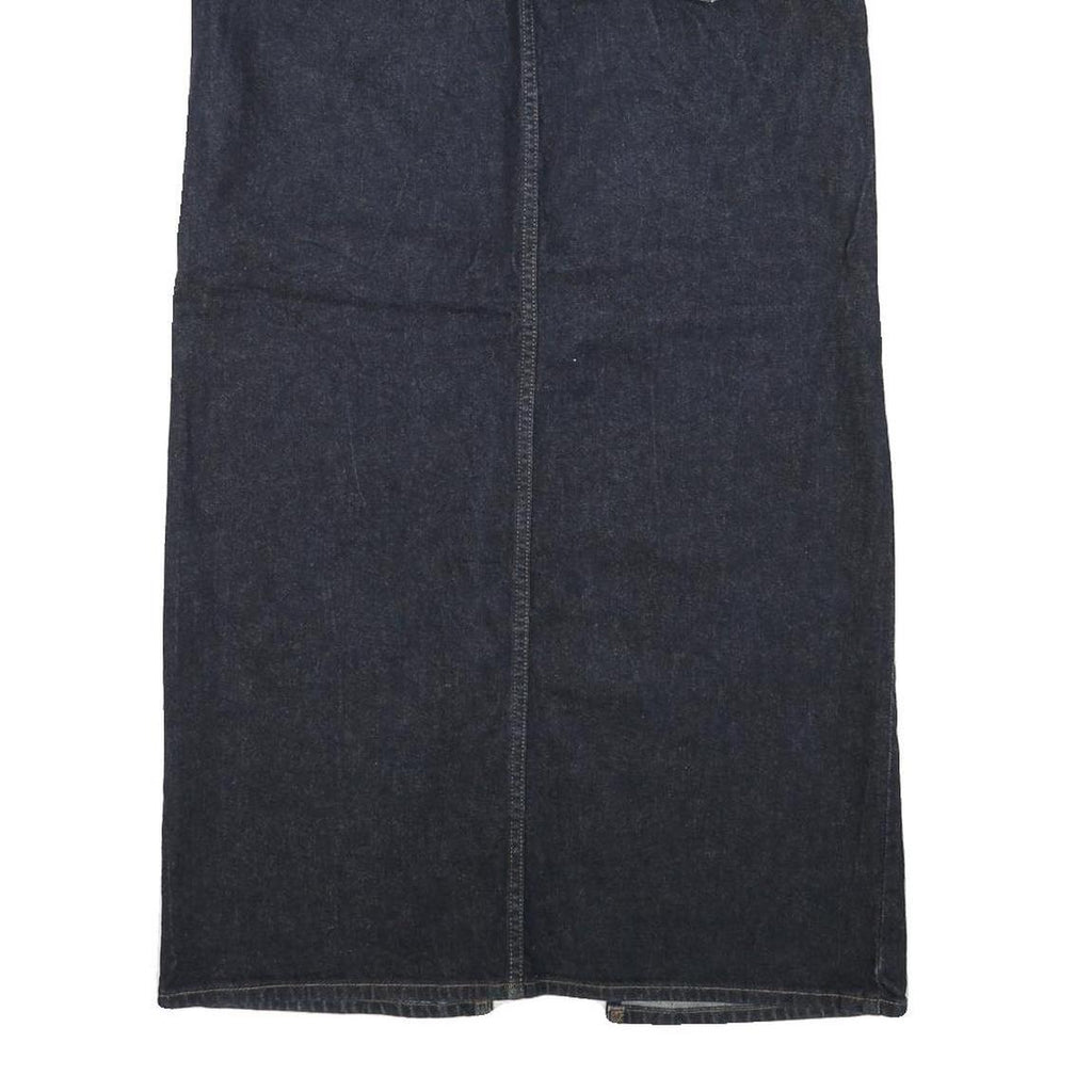 GAP Womens Blue Denim Midi Straight Skirt UK 6 Cotton Blend Front Slit Pockets