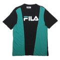 FILA Mens Black & Teal Cotton Blend T-Shirt M Short Sleeve Crew Neck Logo