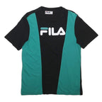 FILA Mens Black & Teal Cotton Blend T-Shirt M Short Sleeve Crew Neck Logo