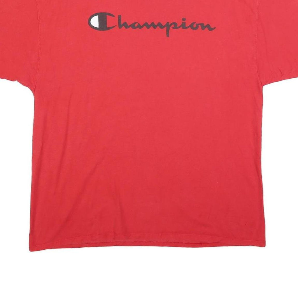 CHAMPION Mens Red XL Graphic T-Shirt Short Sleeve Crew Neck Casual Cotton Blend