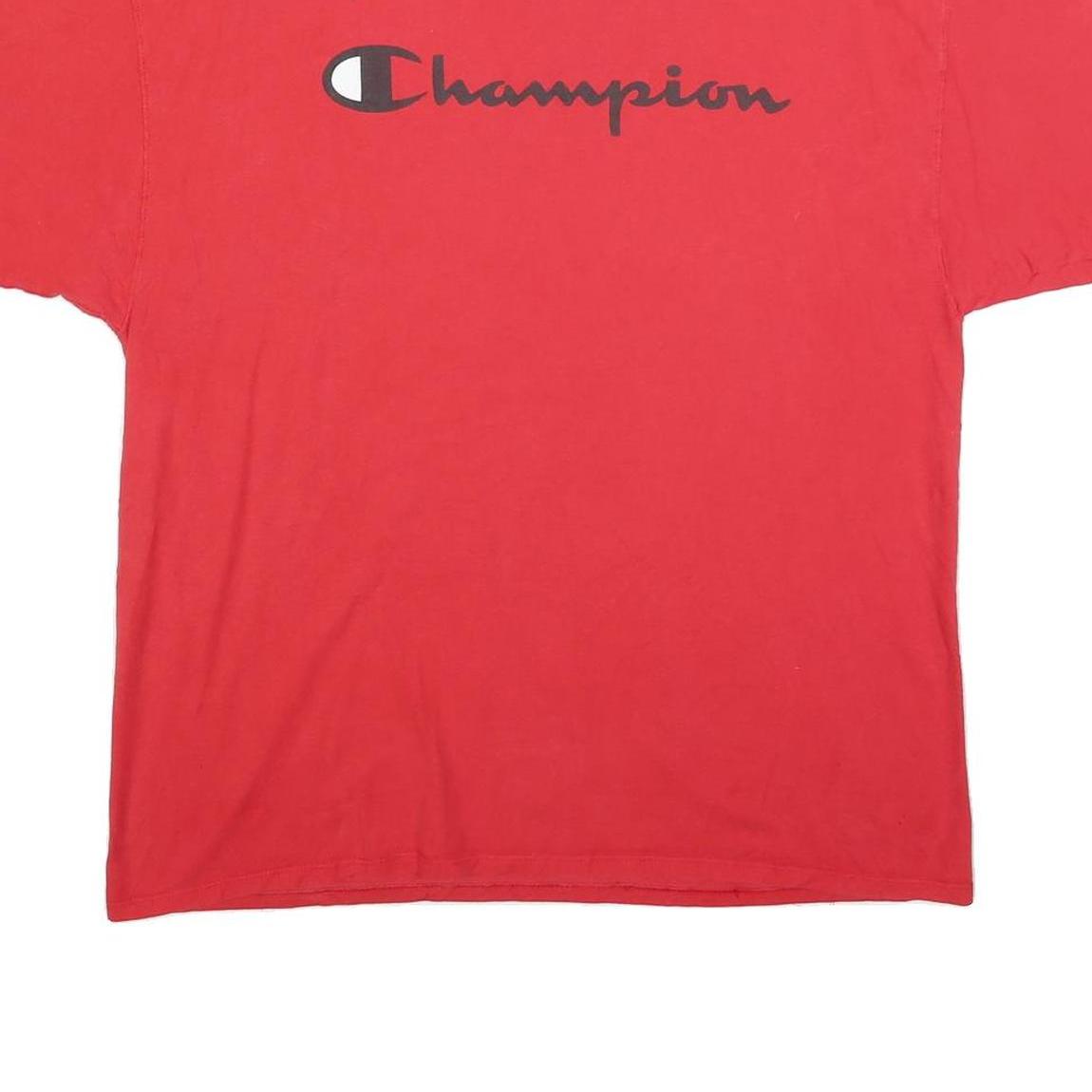 CHAMPION Mens Red XL Graphic T-Shirt Short Sleeve Crew Neck Casual Cotton Blend