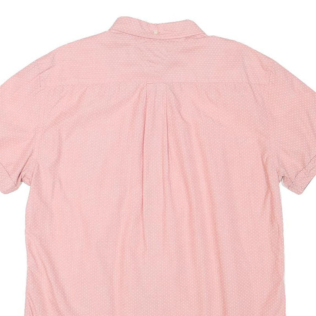 TOMMY HILFIGER Mens Pink & White Short Sleeve Cotton Blend Shirt L Button Down
