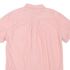 TOMMY HILFIGER Mens Pink & White Short Sleeve Cotton Blend Shirt L Button Down
