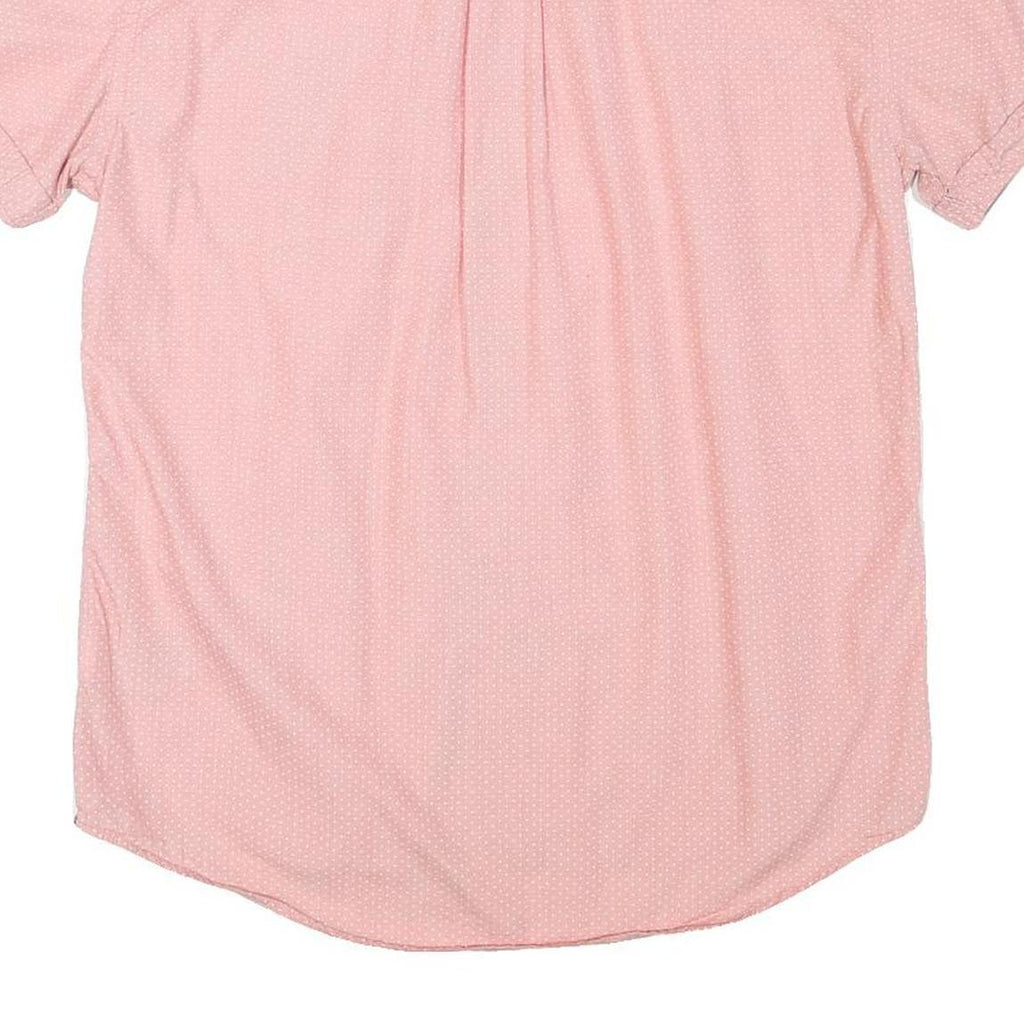TOMMY HILFIGER Mens Pink & White Short Sleeve Cotton Blend Shirt L Button Down