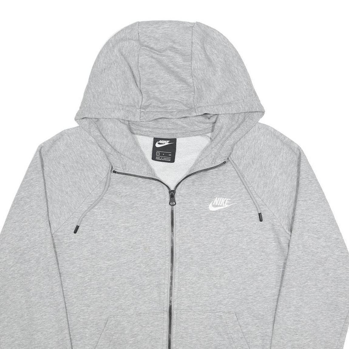 NIKE Mens Grey Full Zip Hoodie S Casual Cotton Blend Lightweight
