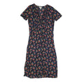 STUDIO Womens Black Floral Day Cotton Blend Dress Short Sleeve M Summer