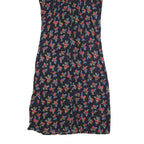 STUDIO Womens Black Floral Day Cotton Blend Dress Short Sleeve M Summer