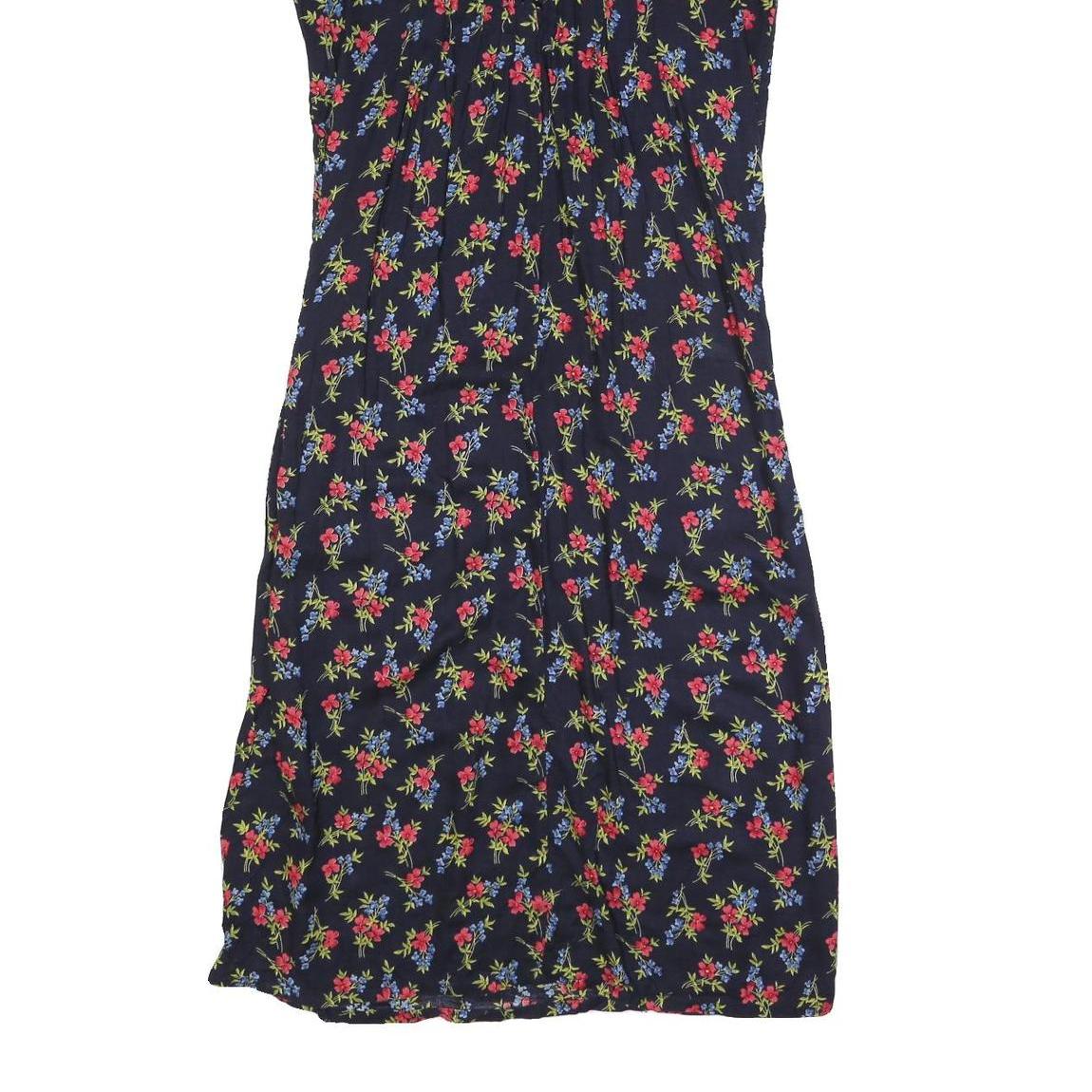 STUDIO Womens Black Floral Day Cotton Blend Dress Short Sleeve M Summer