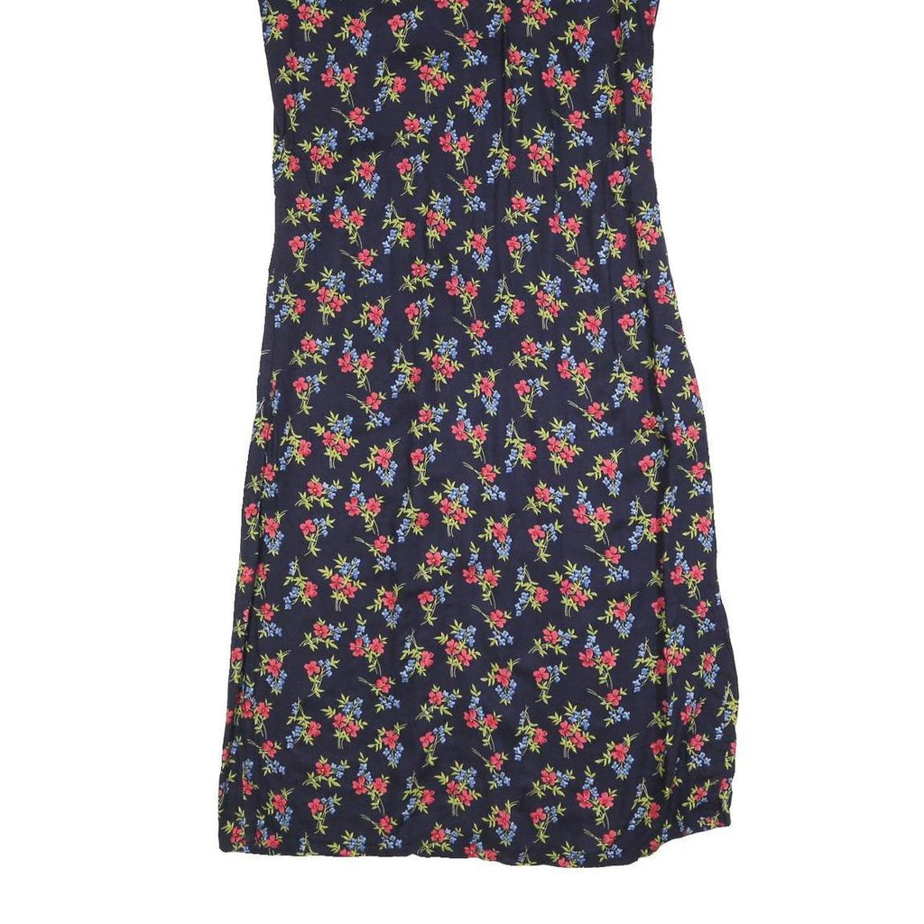 STUDIO Womens Black Floral Day Cotton Blend Dress Short Sleeve M Summer