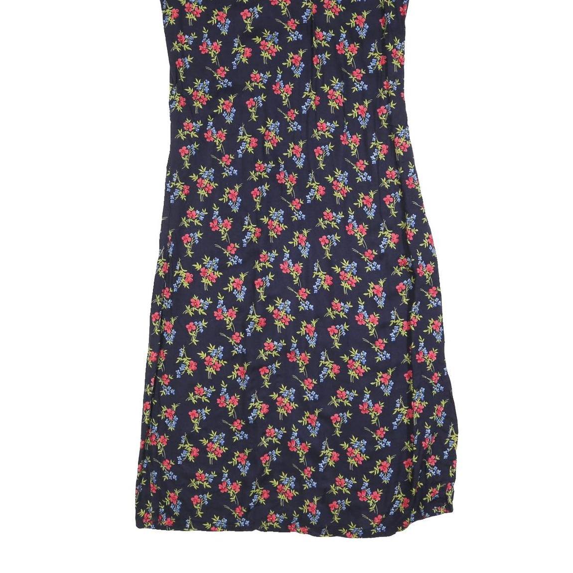 STUDIO Womens Black Floral Day Cotton Blend Dress Short Sleeve M Summer