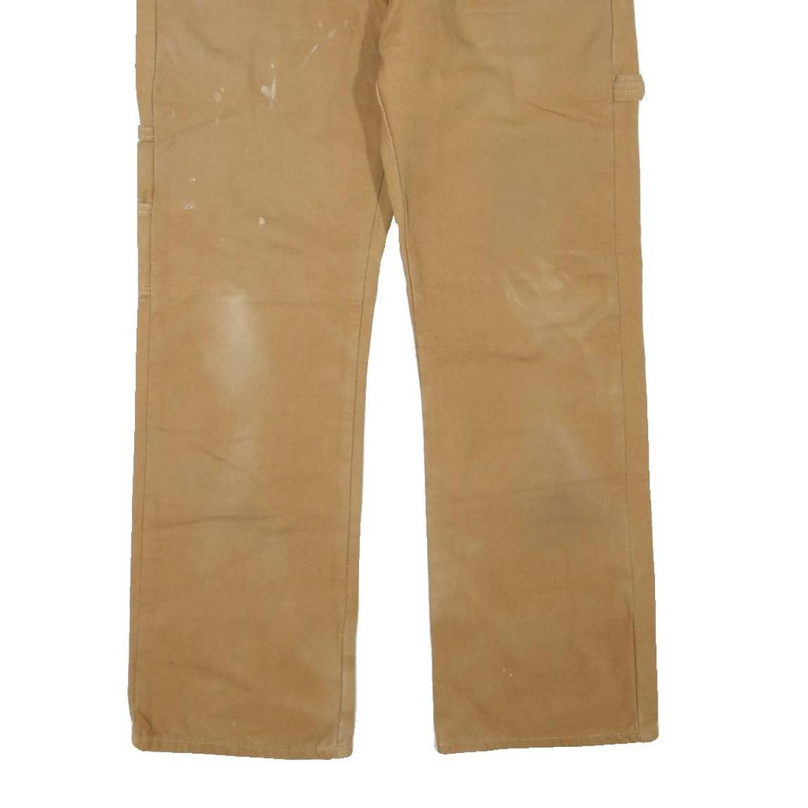 DICKIES Mens Jeans Beige Regular Straight Cotton Blend W34 L30 Workwear Zip