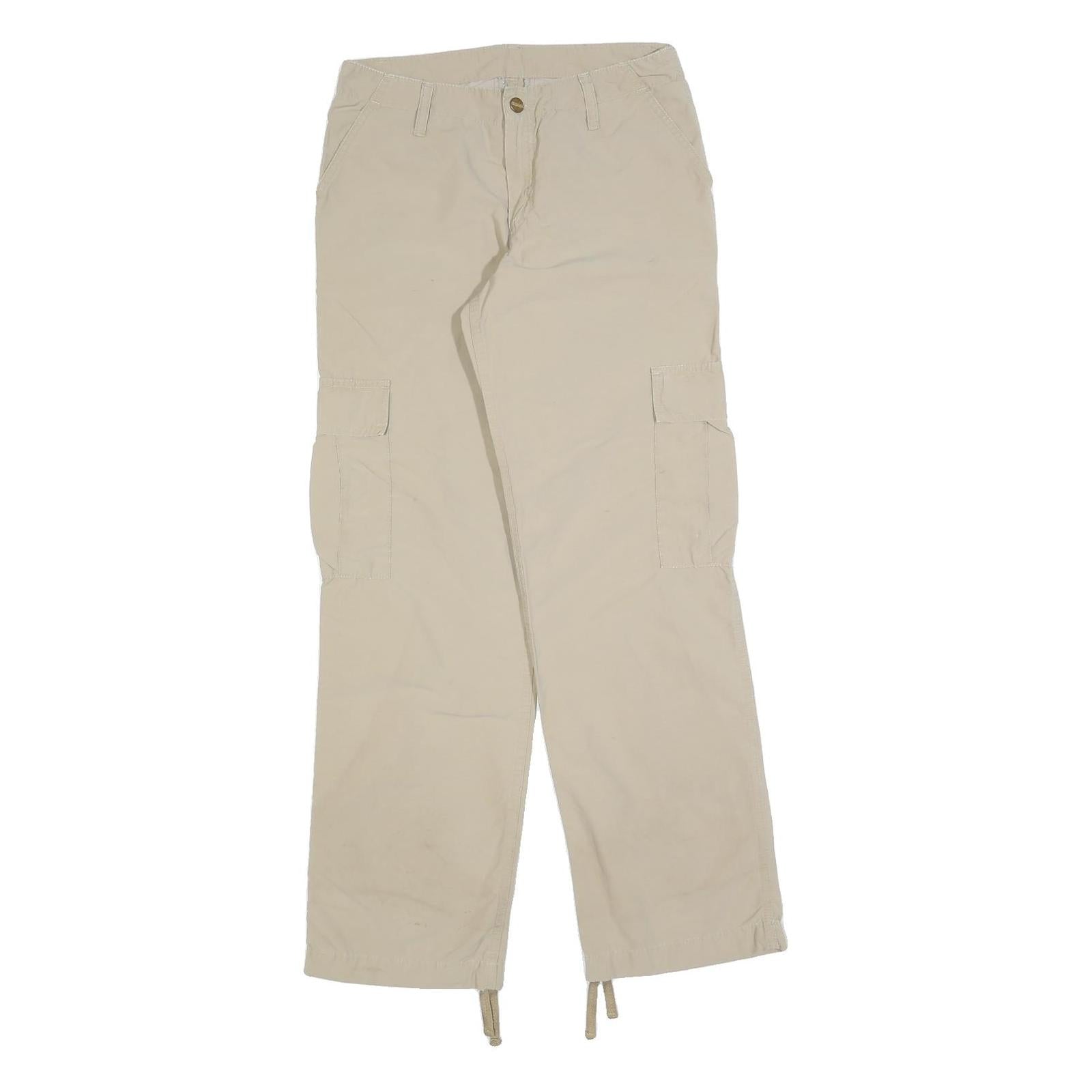 CARHARTT Womens Beige Regular Straight Trousers W27 L32 Cargo Cotton Blend Zip