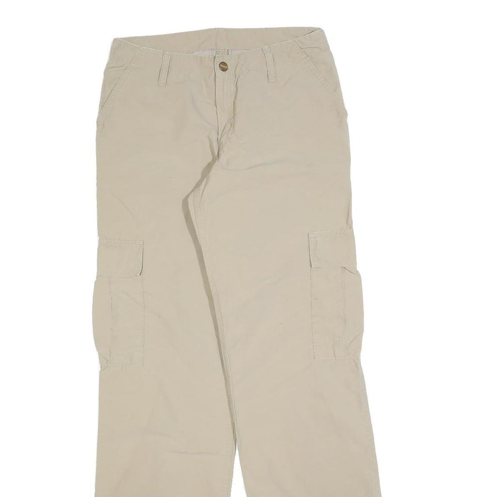 CARHARTT Womens Beige Regular Straight Trousers W27 L32 Cargo Cotton Blend Zip