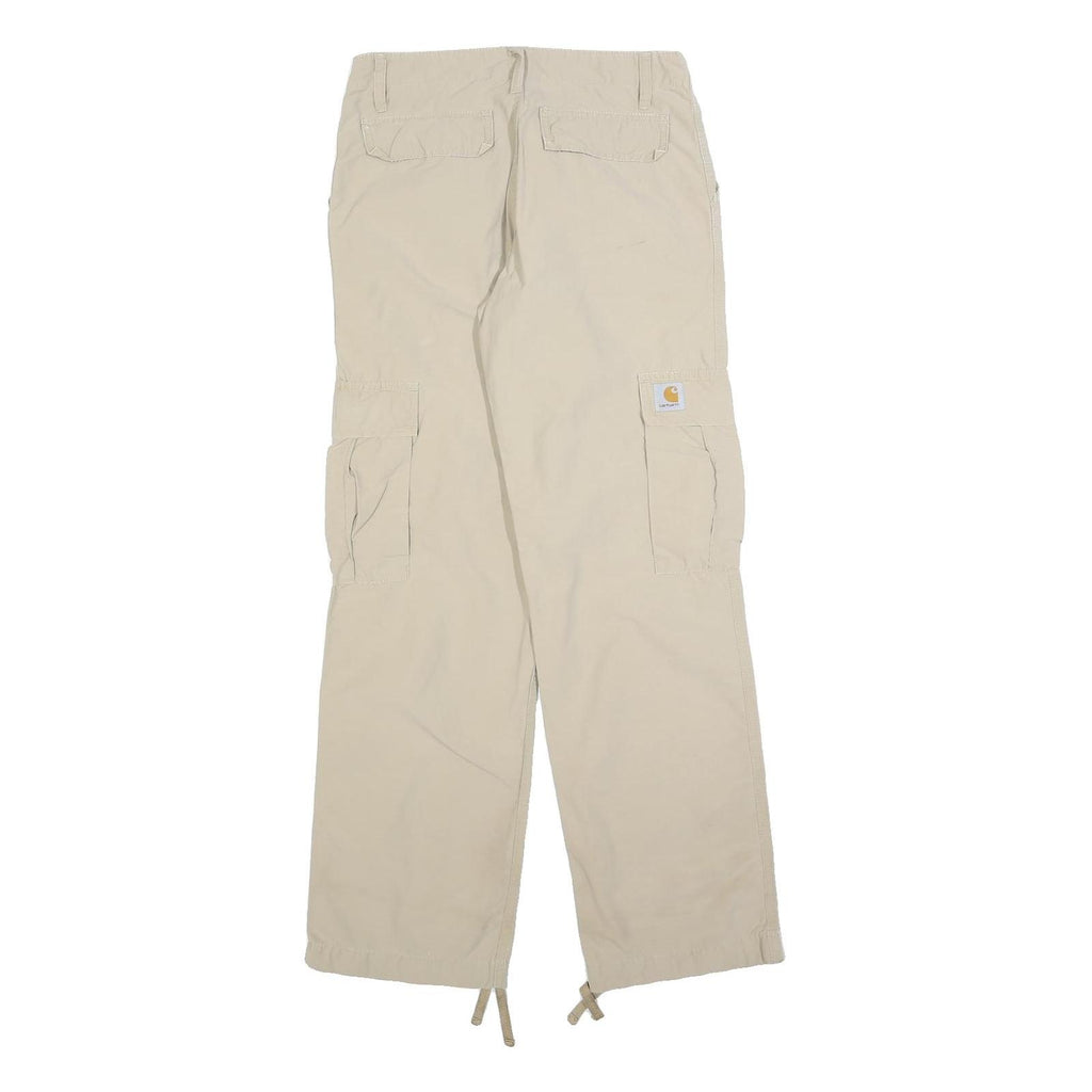 CARHARTT Womens Beige Regular Straight Trousers W27 L32 Cargo Cotton Blend Zip