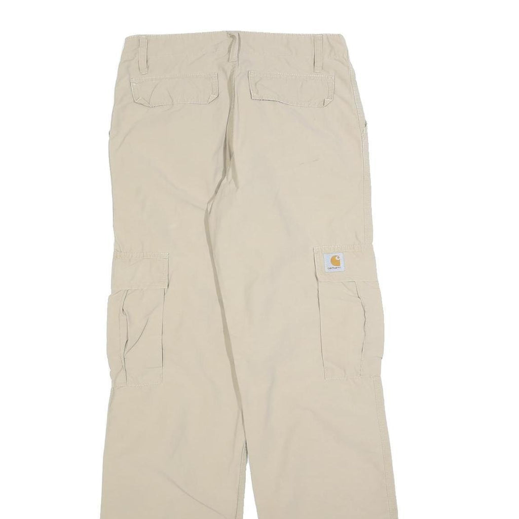 CARHARTT Womens Beige Regular Straight Trousers W27 L32 Cargo Cotton Blend Zip