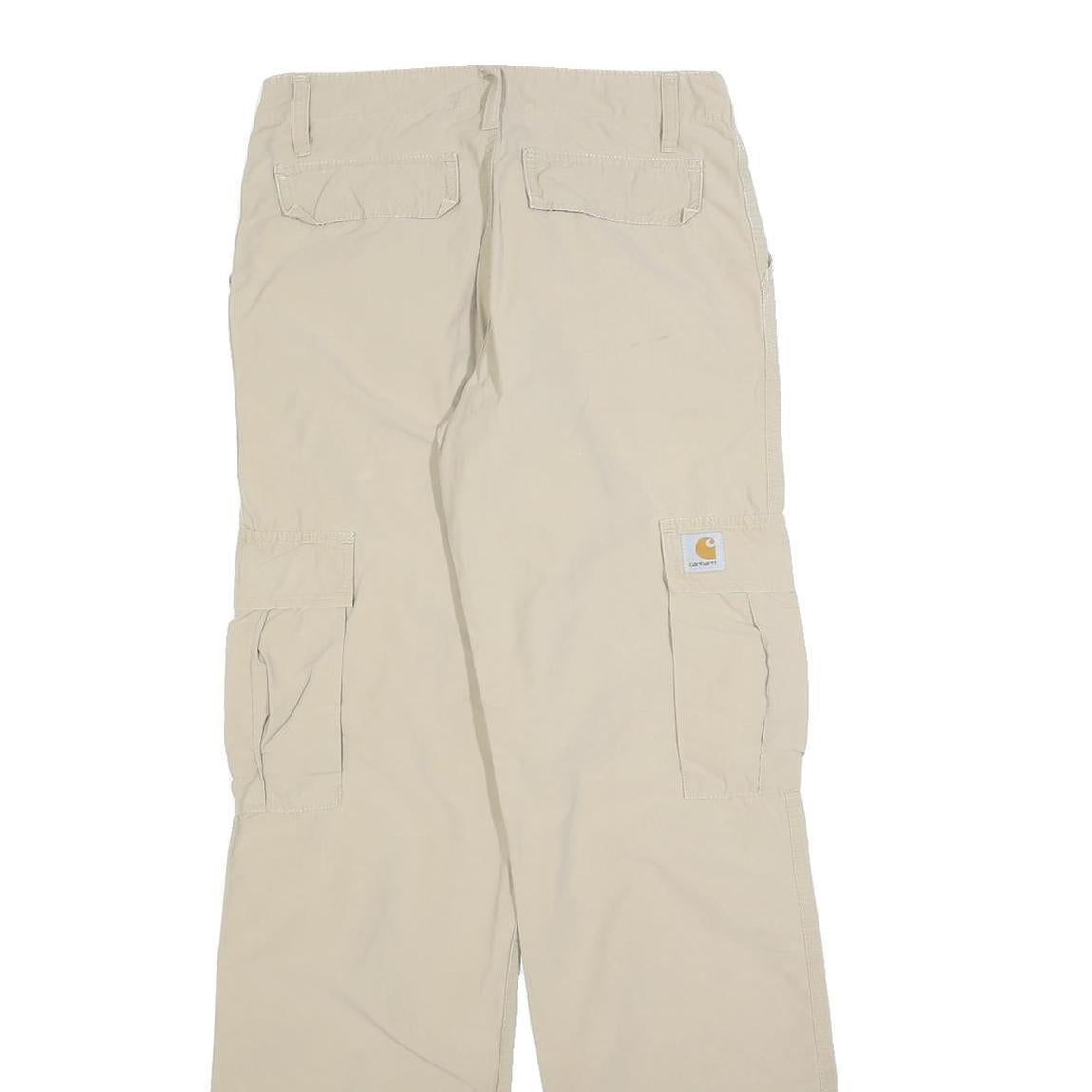 CARHARTT Womens Beige Regular Straight Trousers W27 L32 Cargo Cotton Blend Zip