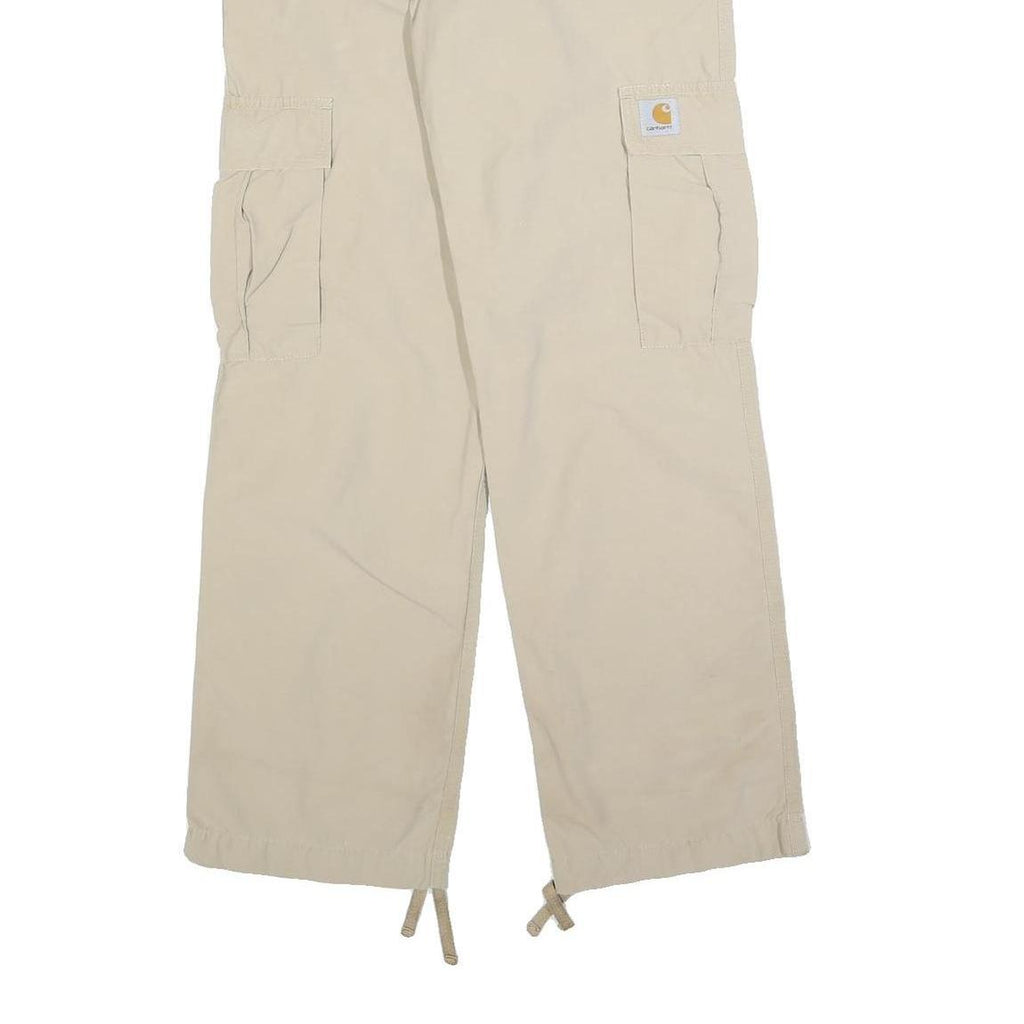 CARHARTT Womens Beige Regular Straight Trousers W27 L32 Cargo Cotton Blend Zip