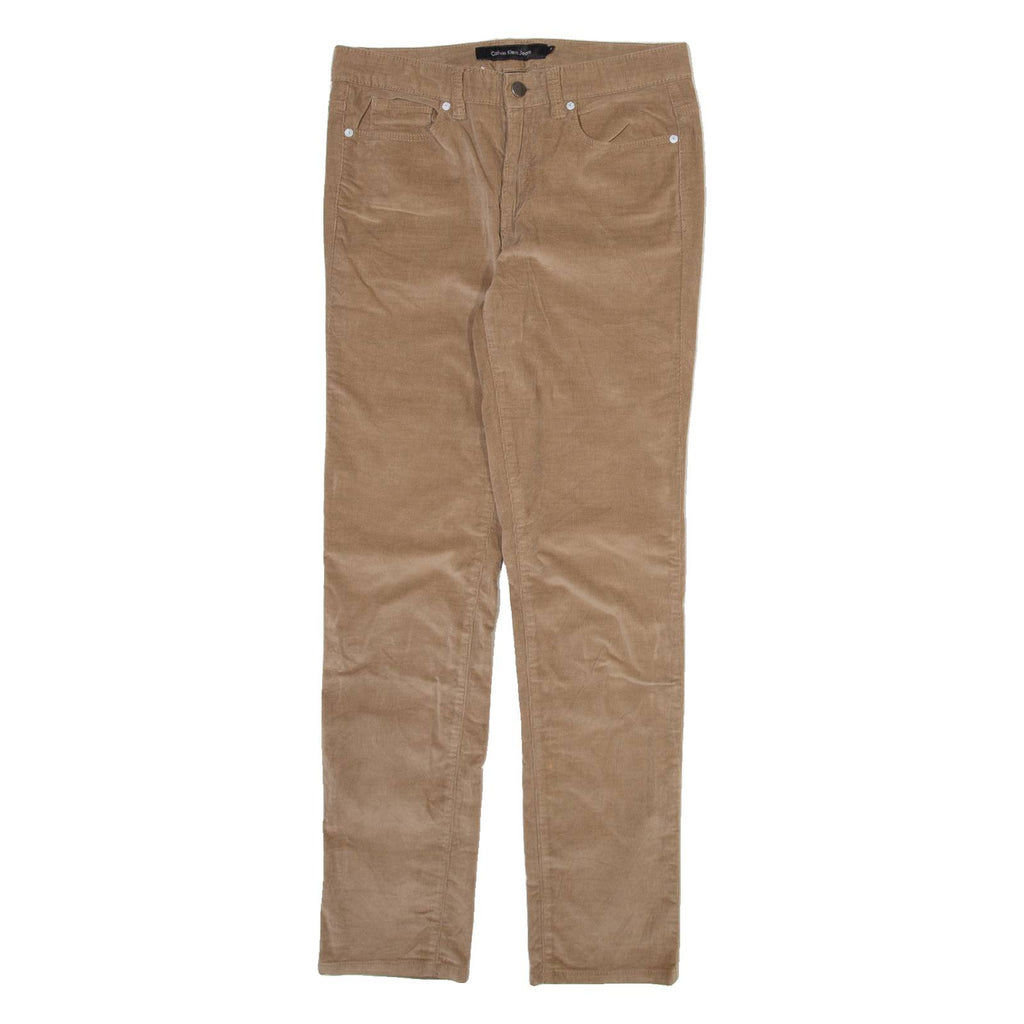CALVIN KLEIN JEANS Womens Corduroy Trousers Beige Slim Straight W30 L29
