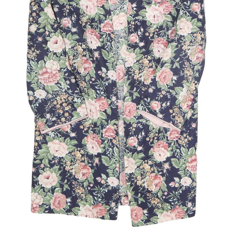 JUST IN THYME Womens Blue Floral Cotton Blend Jacket L Casual Elegant