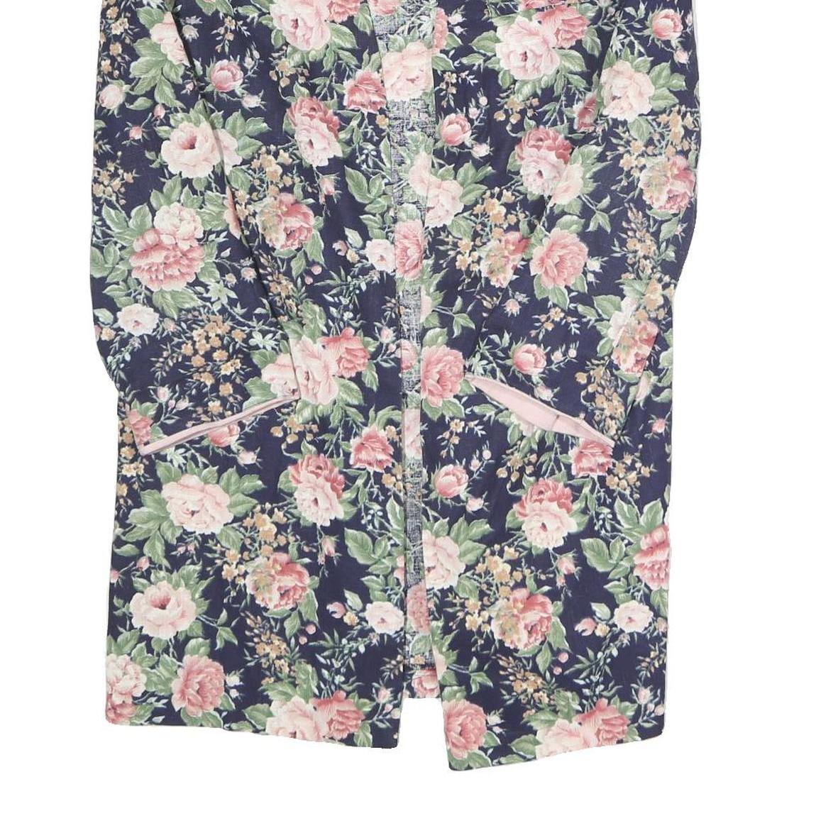 JUST IN THYME Womens Blue Floral Cotton Blend Jacket L Casual Elegant